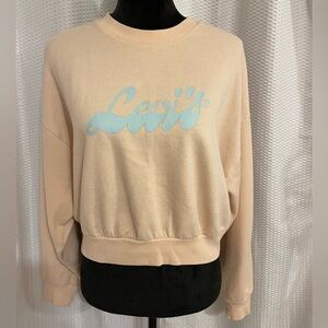 Levi’s peach logo long sleeve crop sweatshirt top size medium